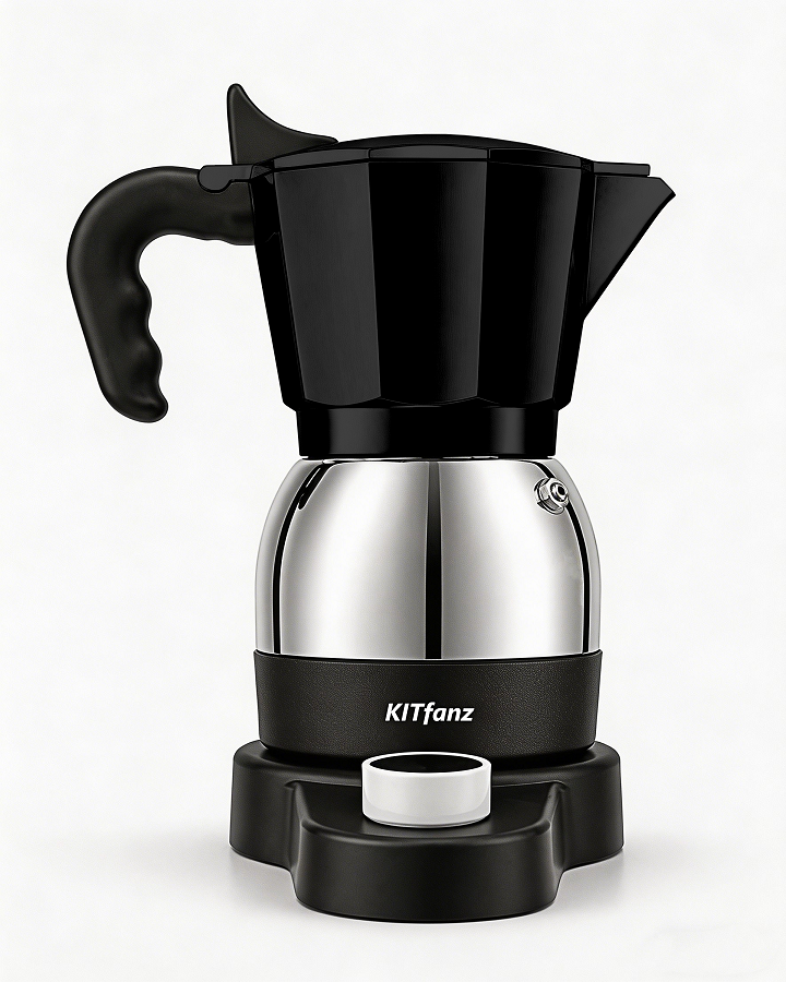 Bright Black Electric Moka Pot