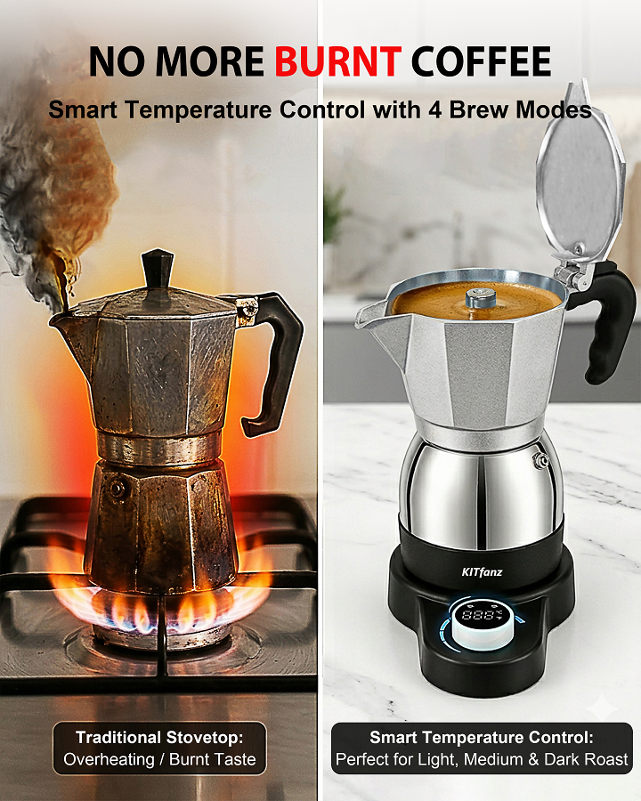 Bright Black Electric Moka Pot - Image 2
