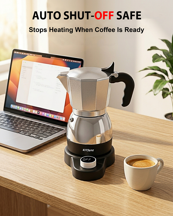 Bright Black Electric Moka Pot - Image 6