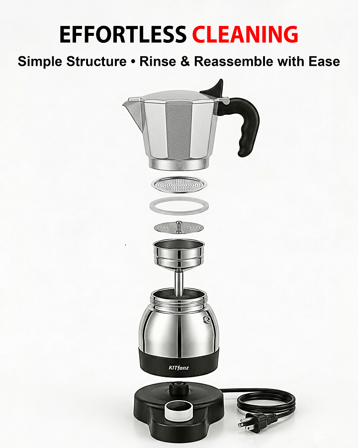 Bright Black Electric Moka Pot - Image 7