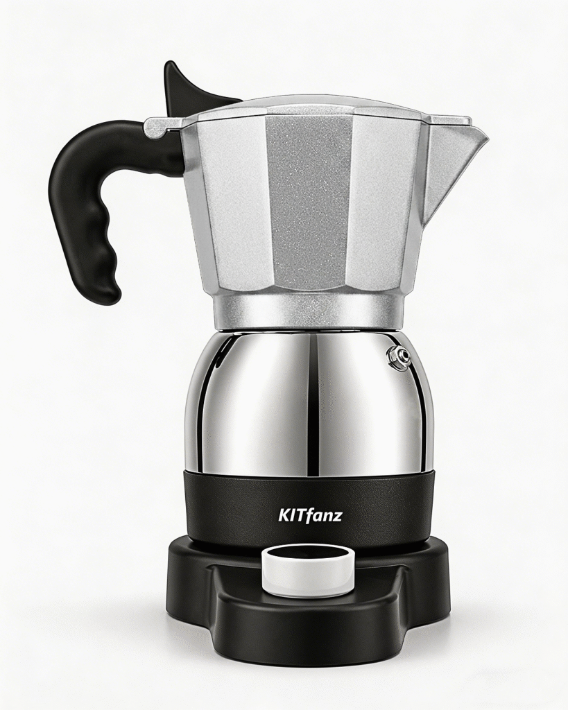 Bright Silver Electric Moka Pot - KITfanz | Electric Moka Pot