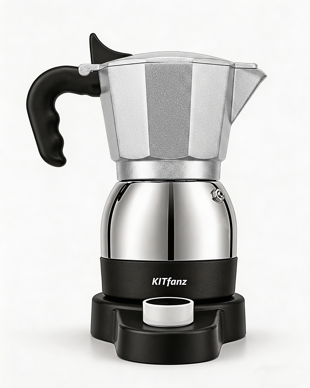 Bright Silver Electric Moka Pot